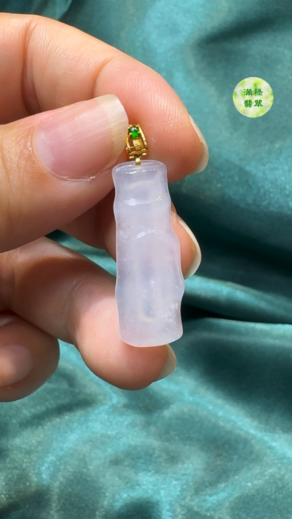 翡翠A貨玉器竹節翡翠吊墜  28 x 10 x 3.5mm - Image 3