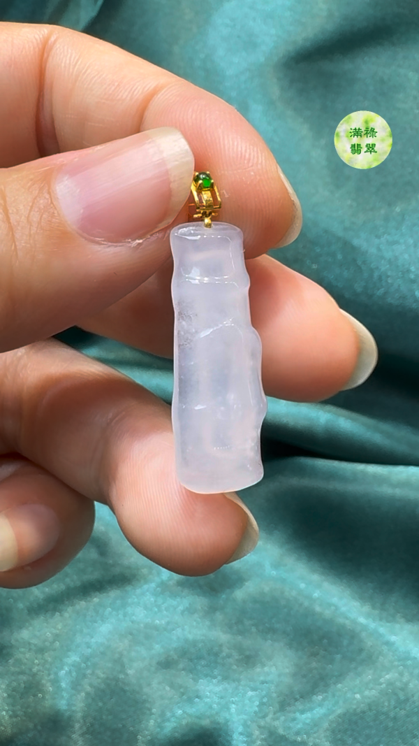 翡翠A貨玉器竹節翡翠吊墜  28 x 10 x 3.5mm - Image 4