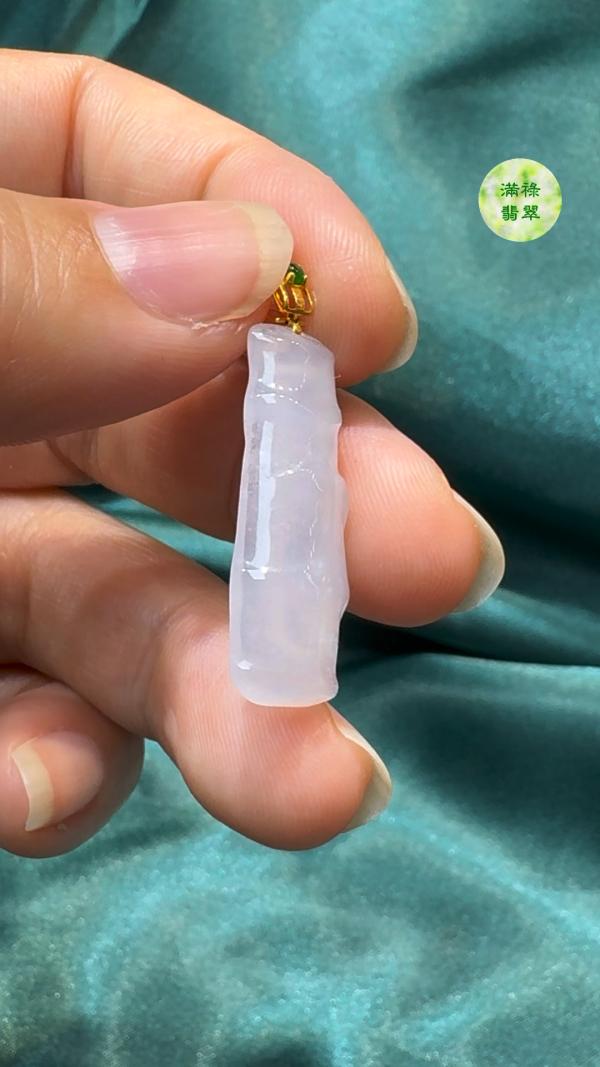 翡翠A貨玉器竹節翡翠吊墜  28 x 10 x 3.5mm - Image 5