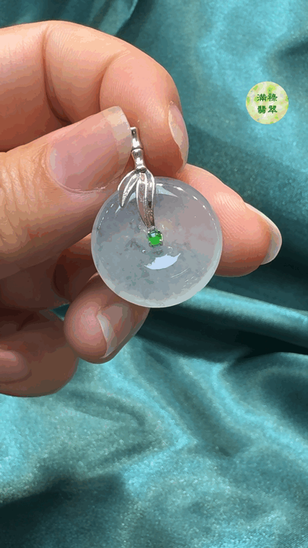 18K翡翠A貨玉器平安扣翡翠吊墜主石約20 x 4.4 mm - Image 2