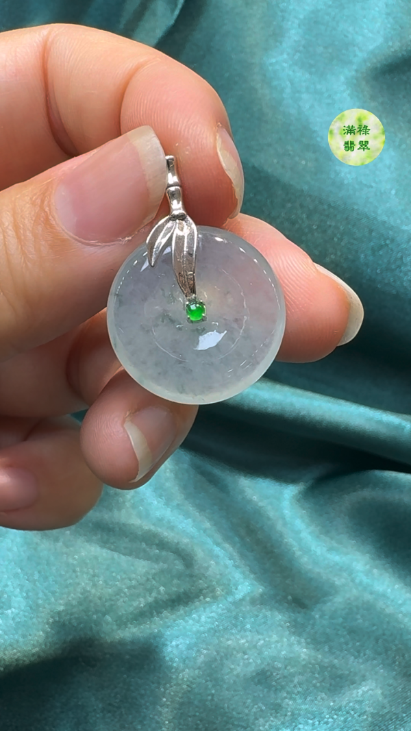 18K翡翠A貨玉器平安扣翡翠吊墜主石約20 x 4.4 mm - Image 4