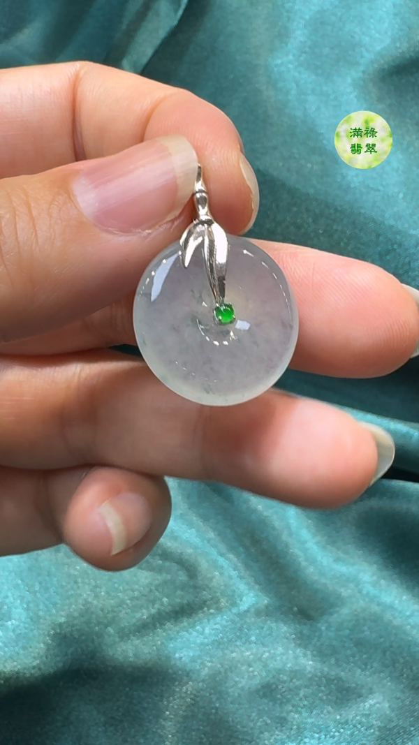 18K翡翠A貨玉器平安扣翡翠吊墜主石約20 x 4.4 mm - Image 5