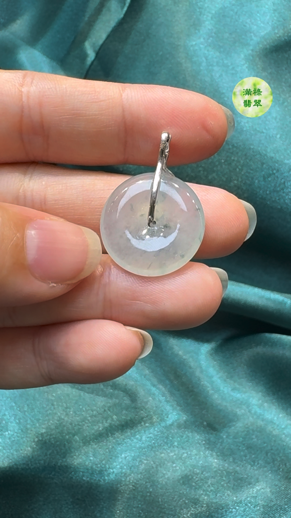 18K翡翠A貨玉器平安扣翡翠吊墜主石約20 x 4.4 mm - Image 8