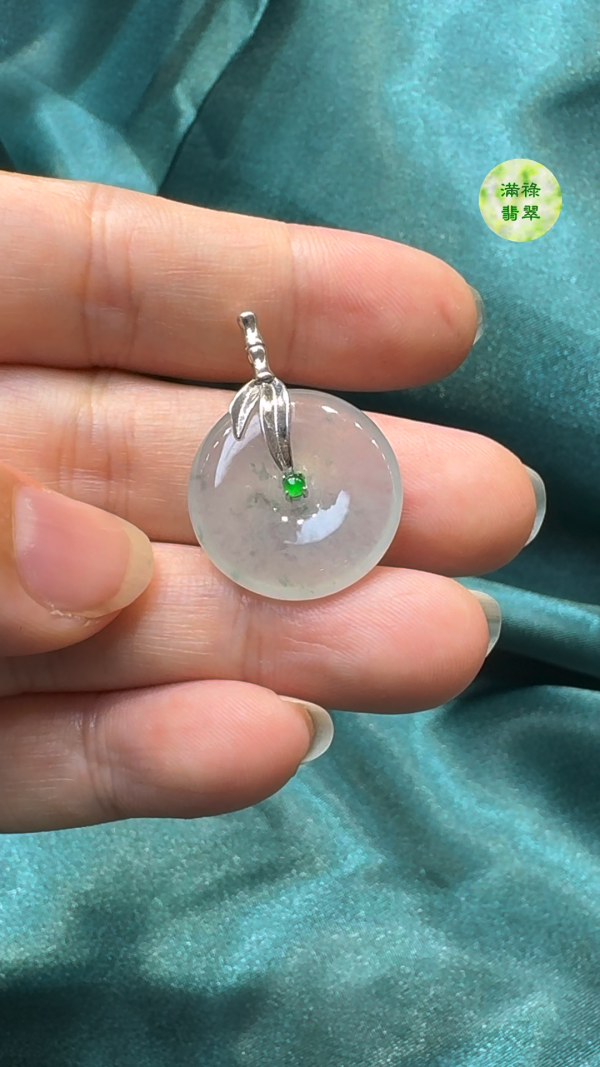 18K翡翠A貨玉器平安扣翡翠吊墜主石約20 x 4.4 mm - Image 6