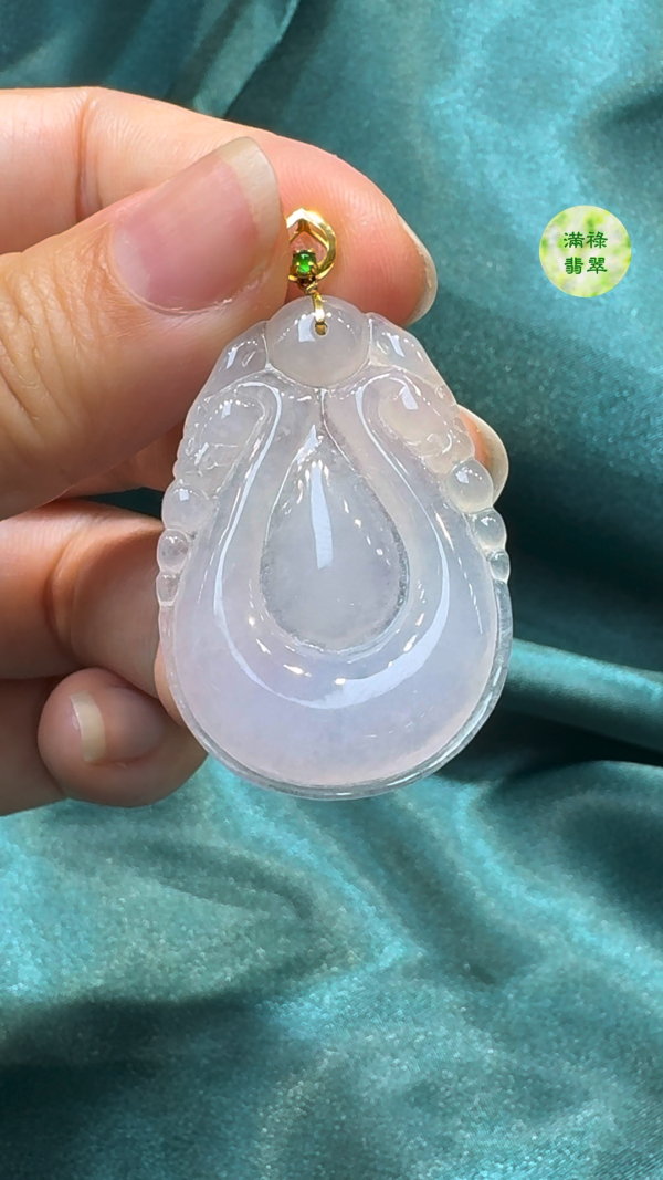 翡翠A貨玉器福貝翡翠吊墜 40 x 27 x 4.4mm - Image 2