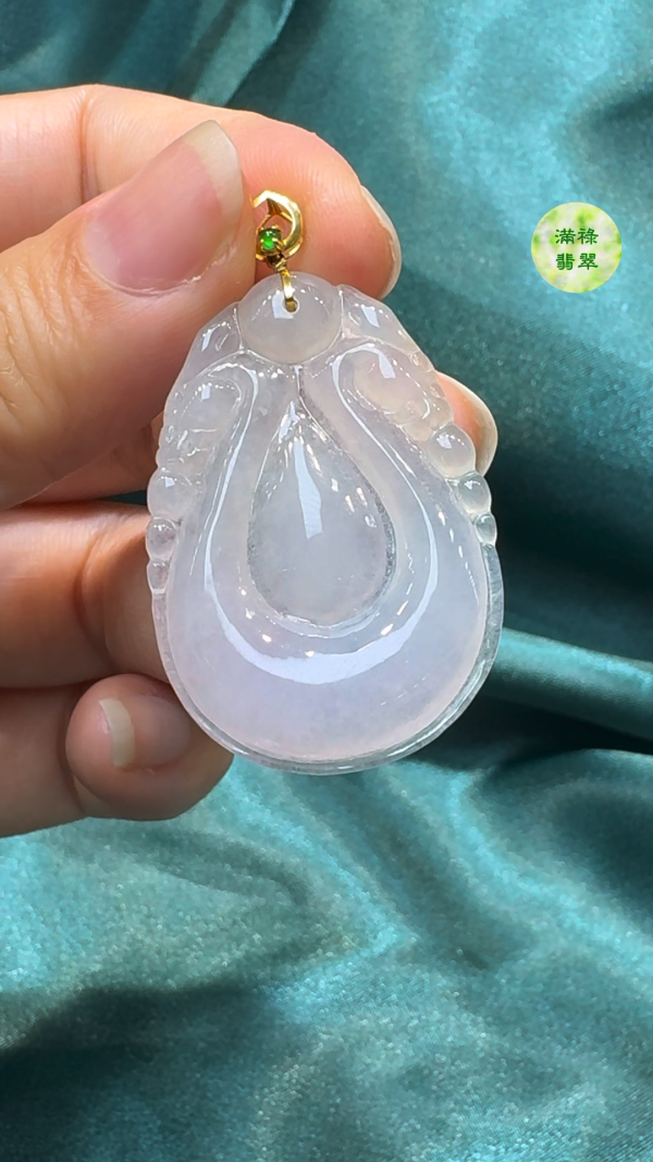 翡翠A貨玉器福貝翡翠吊墜 40 x 27 x 4.4mm - Image 4