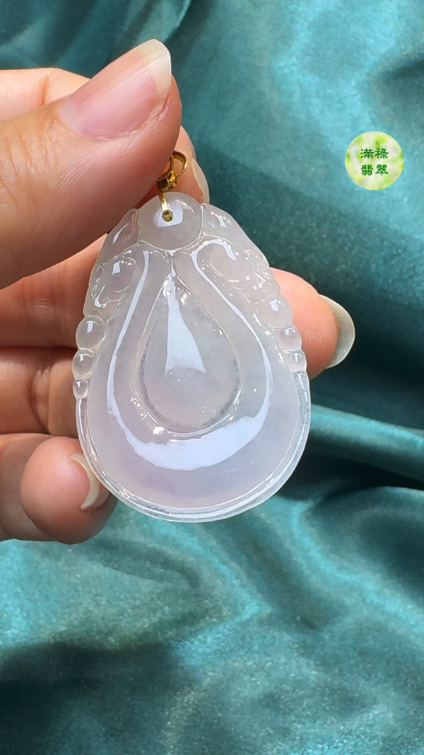 翡翠A貨玉器福貝翡翠吊墜 40 x 27 x 4.4mm - Image 6