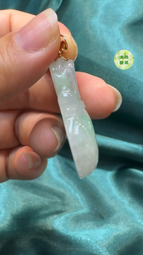 翡翠A貨玉器錢袋翡翠吊墜39 x 26 x 8mm - Image 7