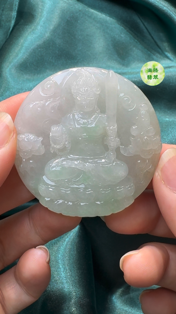 翡翠A貨玉器不動明王翡翠吊墜 約50 x 8.4mm - Image 6
