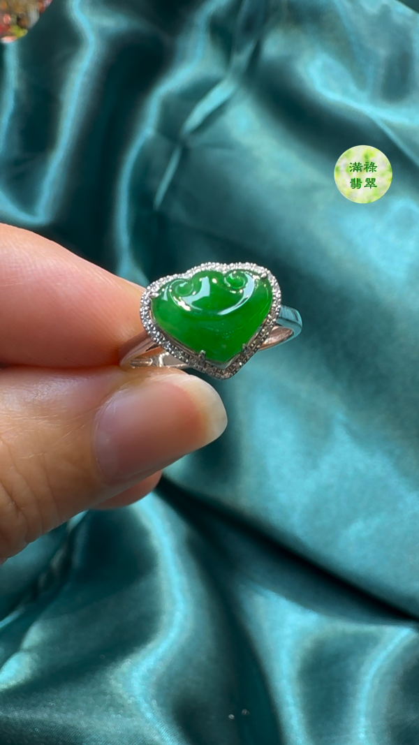 18K翡翠A貨玉器如意翡翠戒指 主石約7.7 x 10mm - Image 3