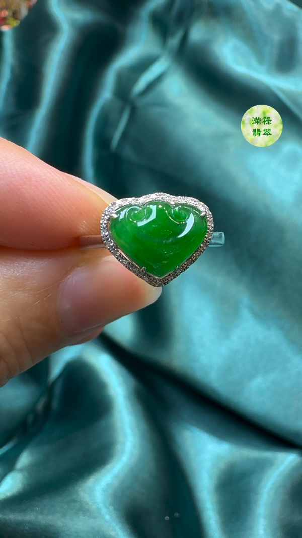 18K翡翠A貨玉器如意翡翠戒指 主石約7.7 x 10mm - Image 6