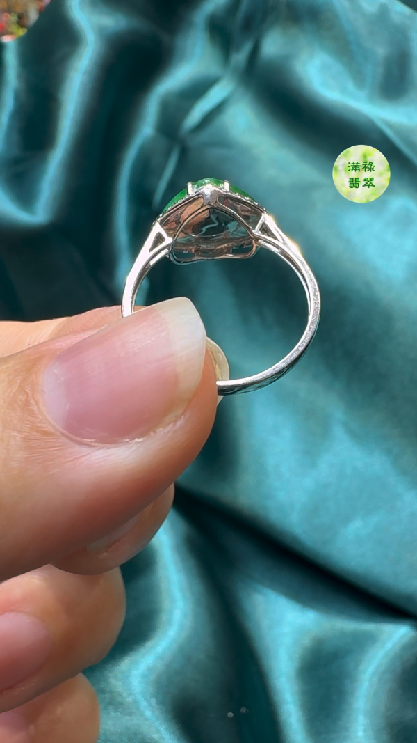 18K翡翠A貨玉器如意翡翠戒指 主石約7.7 x 10mm - Image 8