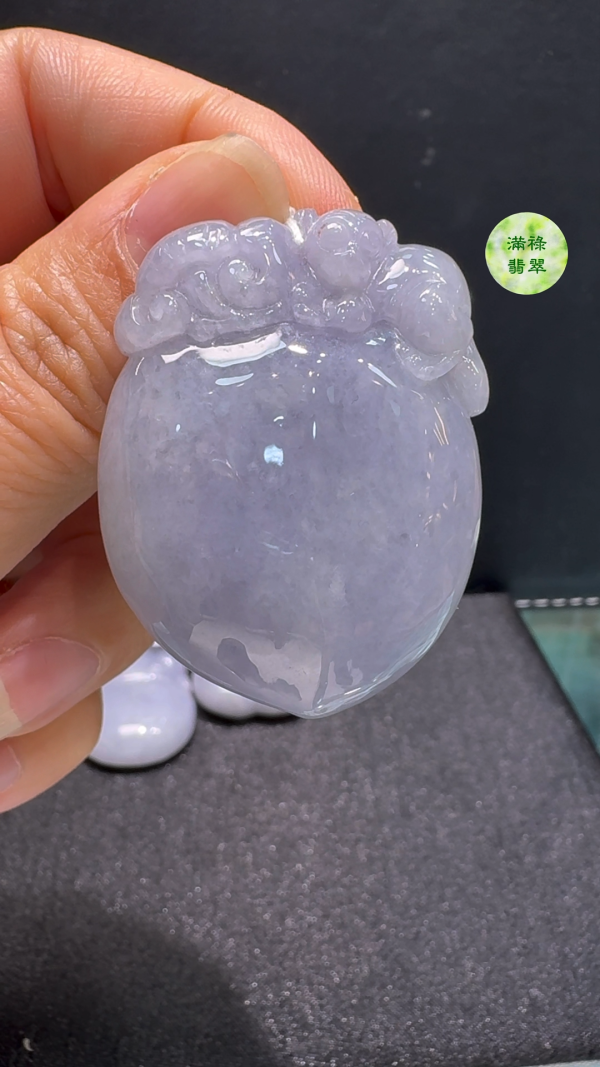 翡翠A貨玉器桃翡翠玉吊墜 42 x 32 x 14mm - Image 2