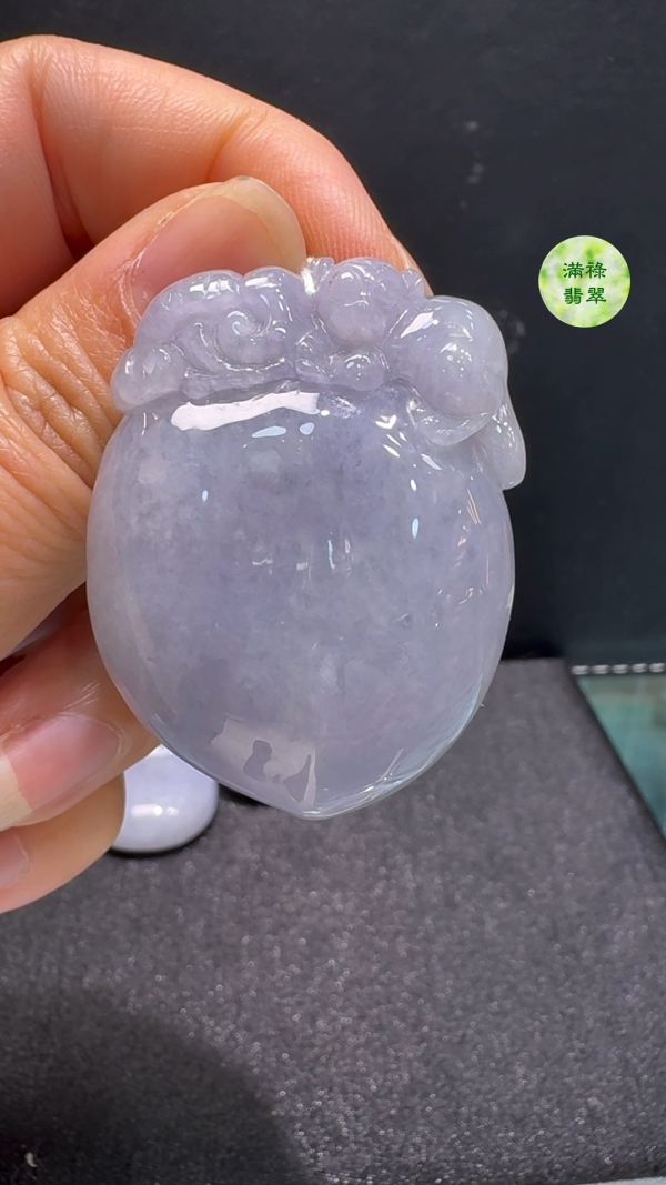 翡翠A貨玉器桃翡翠玉吊墜 42 x 32 x 14mm - Image 3