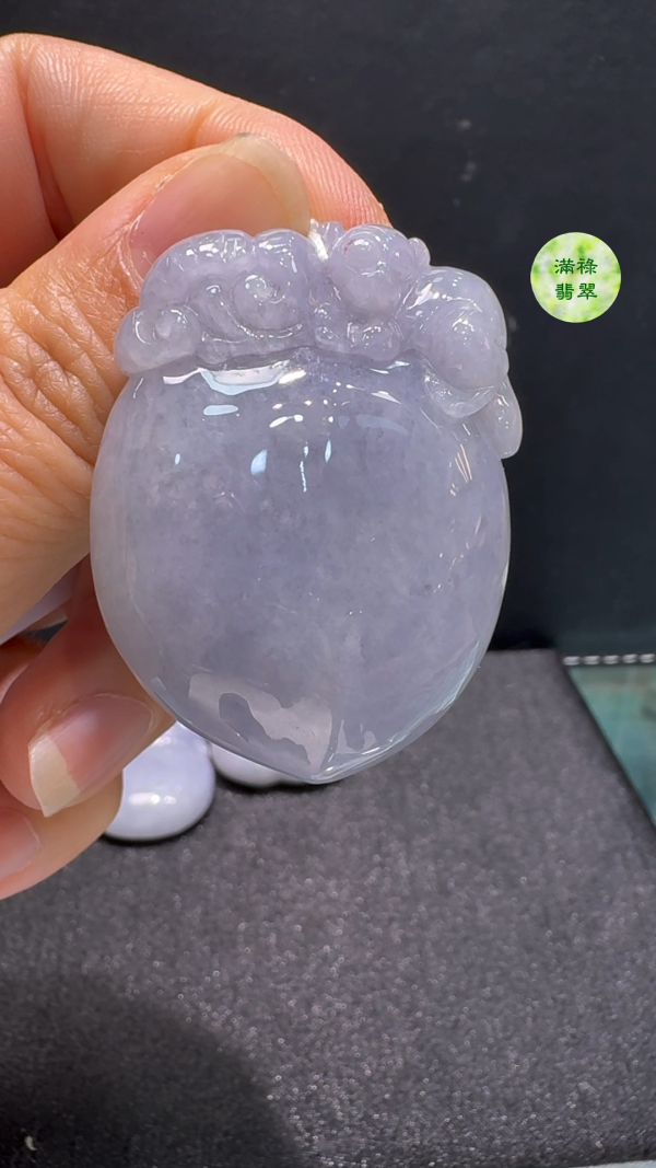 翡翠A貨玉器桃翡翠玉吊墜 42 x 32 x 14mm - Image 4