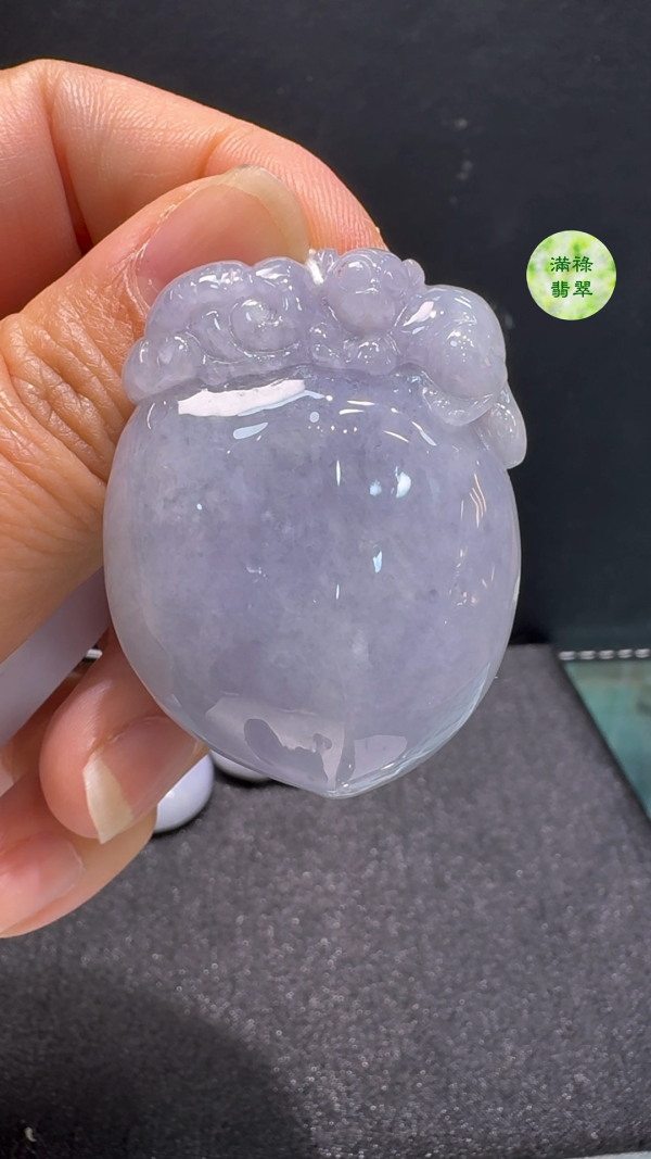 翡翠A貨玉器桃翡翠玉吊墜 42 x 32 x 14mm - Image 5