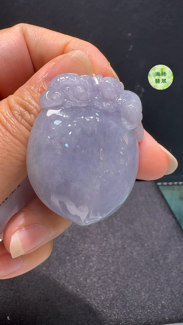 翡翠A貨玉器桃翡翠玉吊墜 42 x 32 x 14mm - Image 6