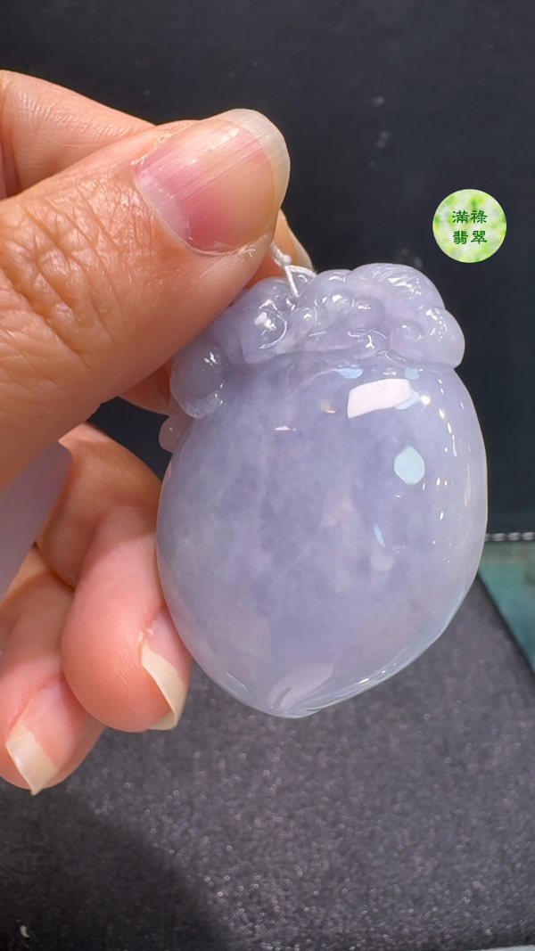 翡翠A貨玉器桃翡翠玉吊墜 42 x 32 x 14mm - Image 8