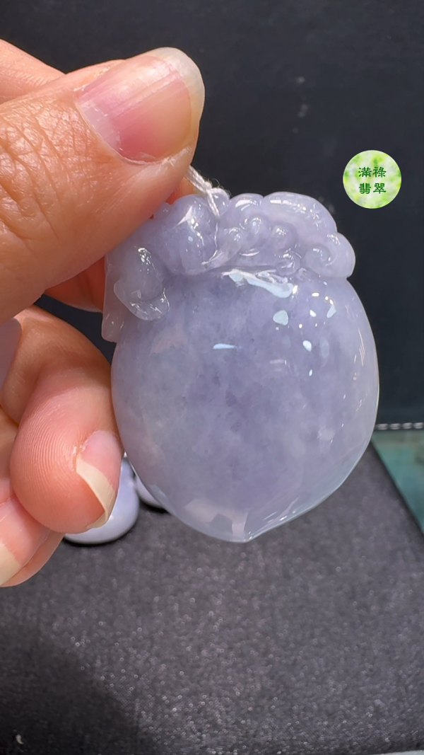 翡翠A貨玉器桃翡翠玉吊墜 42 x 32 x 14mm - Image 9