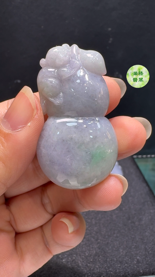 翡翠A貨玉器葫蘆翡翠玉吊墜 49 x 26 x 12mm - Image 2