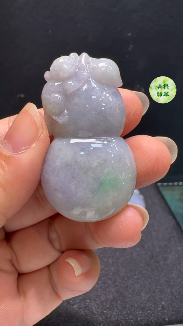翡翠A貨玉器葫蘆翡翠玉吊墜 49 x 26 x 12mm - Image 4