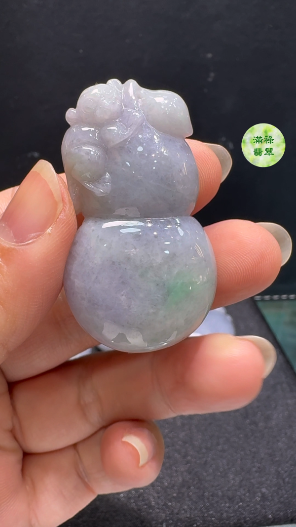 翡翠A貨玉器葫蘆翡翠玉吊墜 49 x 26 x 12mm - Image 5