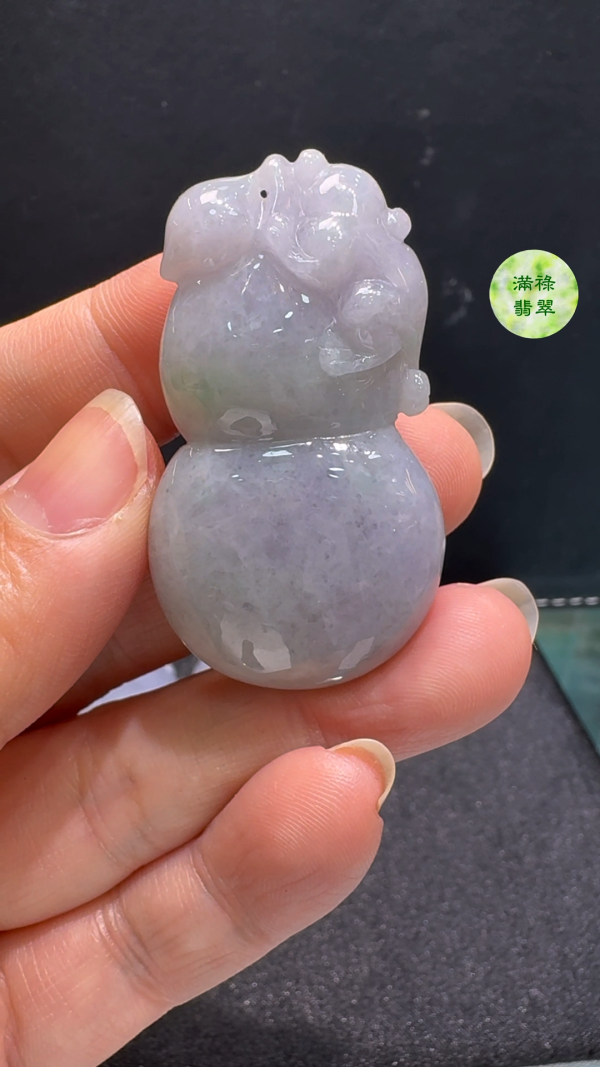 翡翠A貨玉器葫蘆翡翠玉吊墜 49 x 26 x 12mm - Image 9