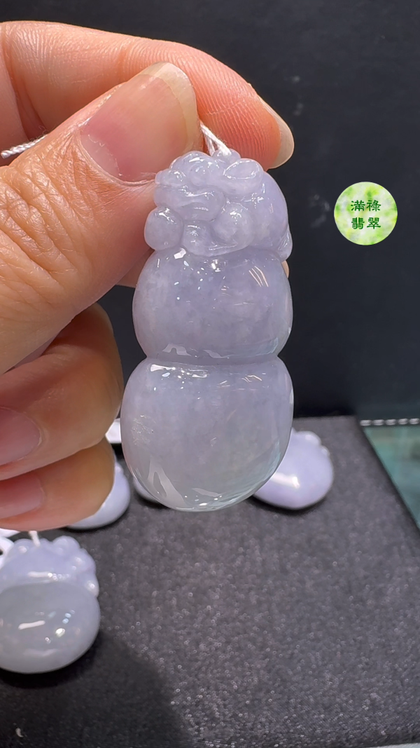翡翠A貨玉器紫羅蘭葫蘆翡翠吊墜43 x 23 x 11mm - Image 5