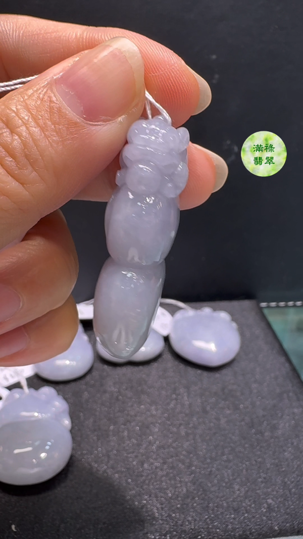 翡翠A貨玉器紫羅蘭葫蘆翡翠吊墜43 x 23 x 11mm - Image 6
