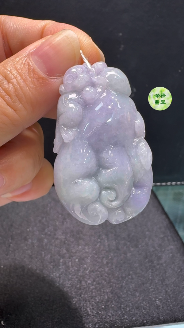 翡翠A貨玉器紫羅蘭佛手瓜翡翠吊墜 46 x 28 x 12mm - Image 2