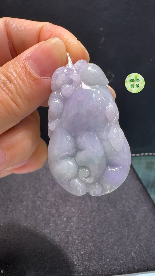 翡翠A貨玉器紫羅蘭佛手瓜翡翠吊墜 46 x 28 x 12mm - Image 3