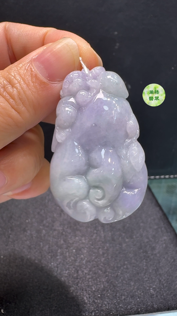 翡翠A貨玉器紫羅蘭佛手瓜翡翠吊墜 46 x 28 x 12mm - Image 4