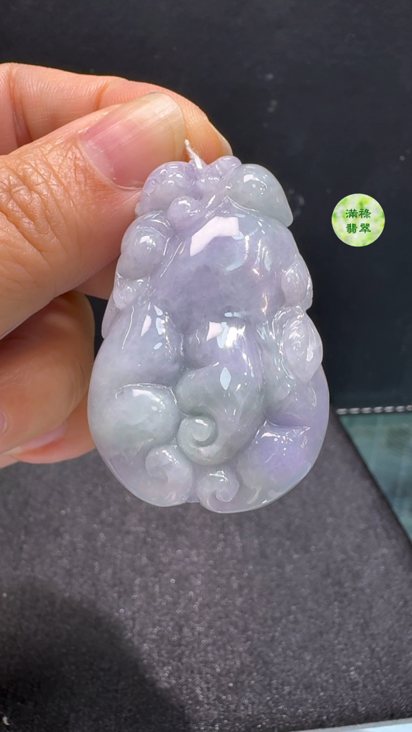 翡翠A貨玉器紫羅蘭佛手瓜翡翠吊墜 46 x 28 x 12mm - Image 5