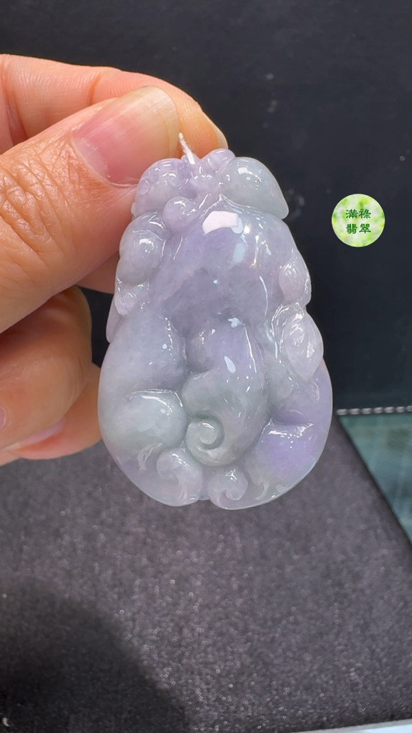 翡翠A貨玉器紫羅蘭佛手瓜翡翠吊墜 46 x 28 x 12mm - Image 6