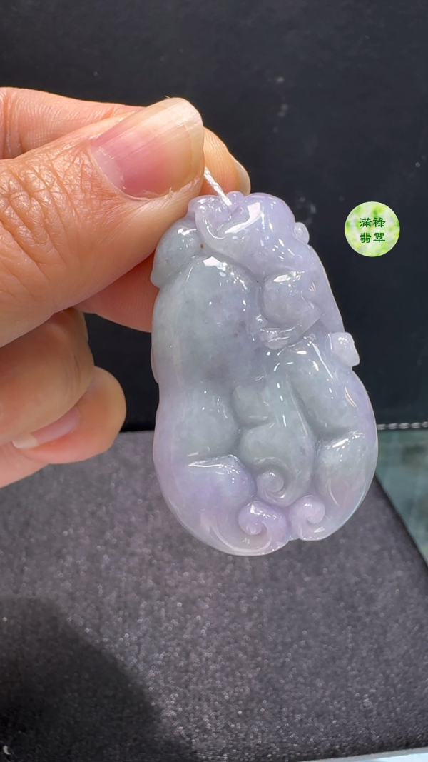 翡翠A貨玉器紫羅蘭佛手瓜翡翠吊墜 46 x 28 x 12mm - Image 9