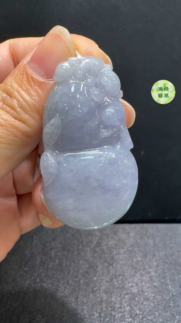 翡翠A貨玉器紫羅蘭葫蘆翡翠吊墜 46 x 26 x 10mm - Image 3