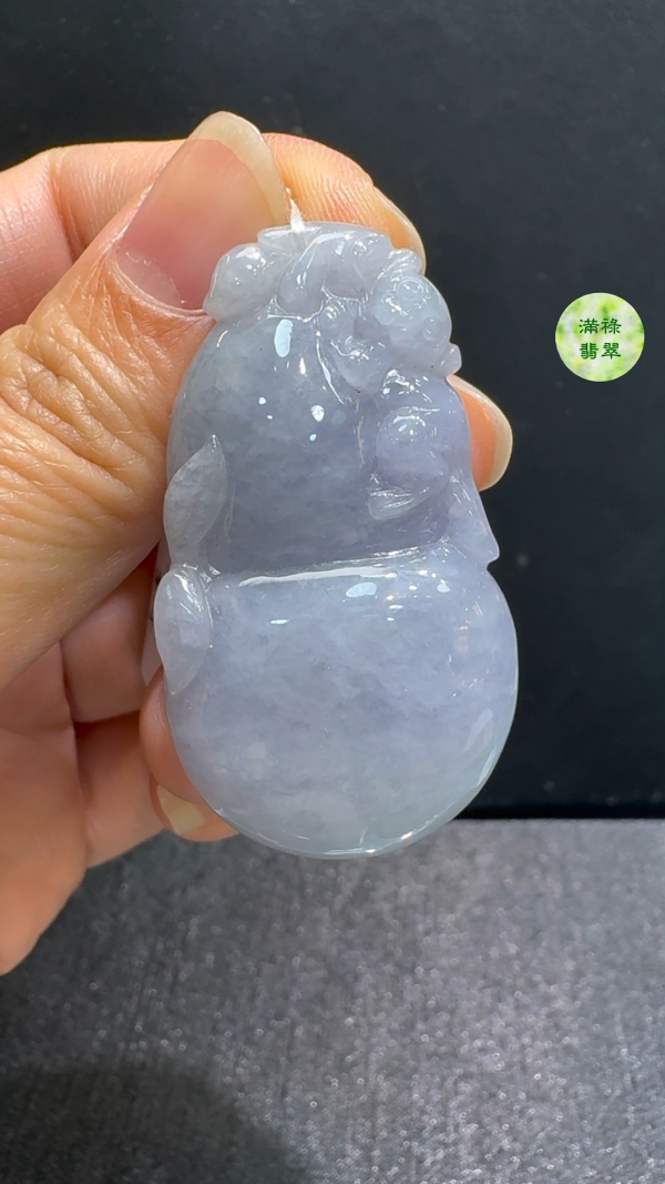 翡翠A貨玉器紫羅蘭葫蘆翡翠吊墜 46 x 26 x 10mm - Image 4