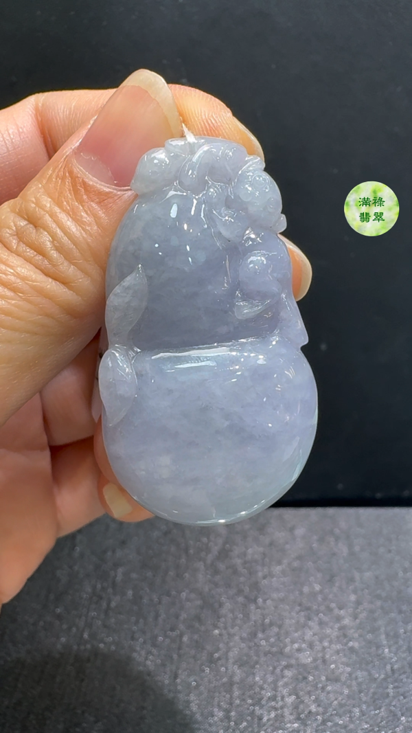 翡翠A貨玉器紫羅蘭葫蘆翡翠吊墜 46 x 26 x 10mm - Image 5