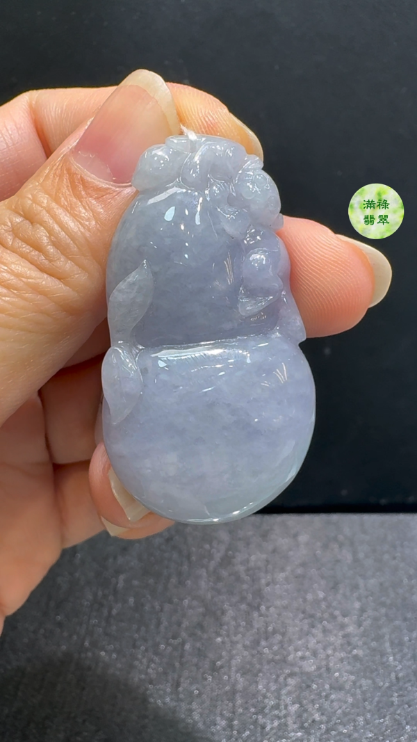 翡翠A貨玉器紫羅蘭葫蘆翡翠吊墜 46 x 26 x 10mm - Image 6