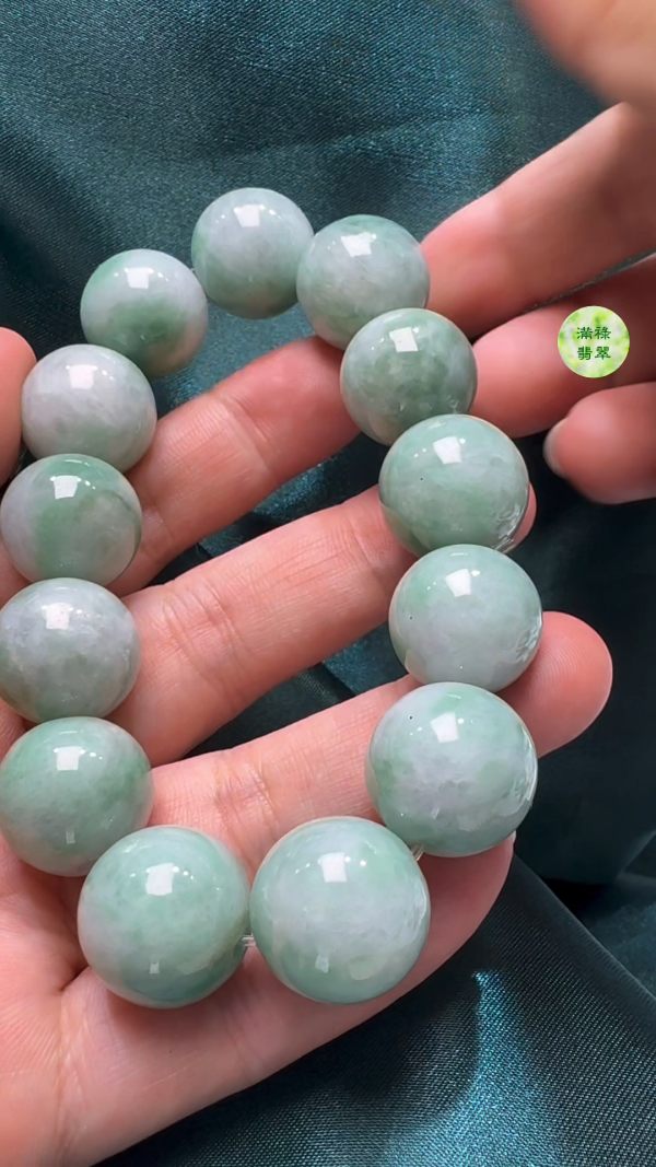 翡翠A貨玉器翡翠圓珠翡翠手串 珠粒直徑約14.4mm - Image 7