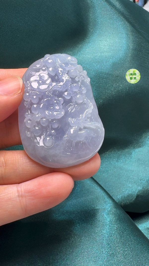 翡翠A貨玉器紫羅蘭梅花鹿 50-35-9mm - Image 2