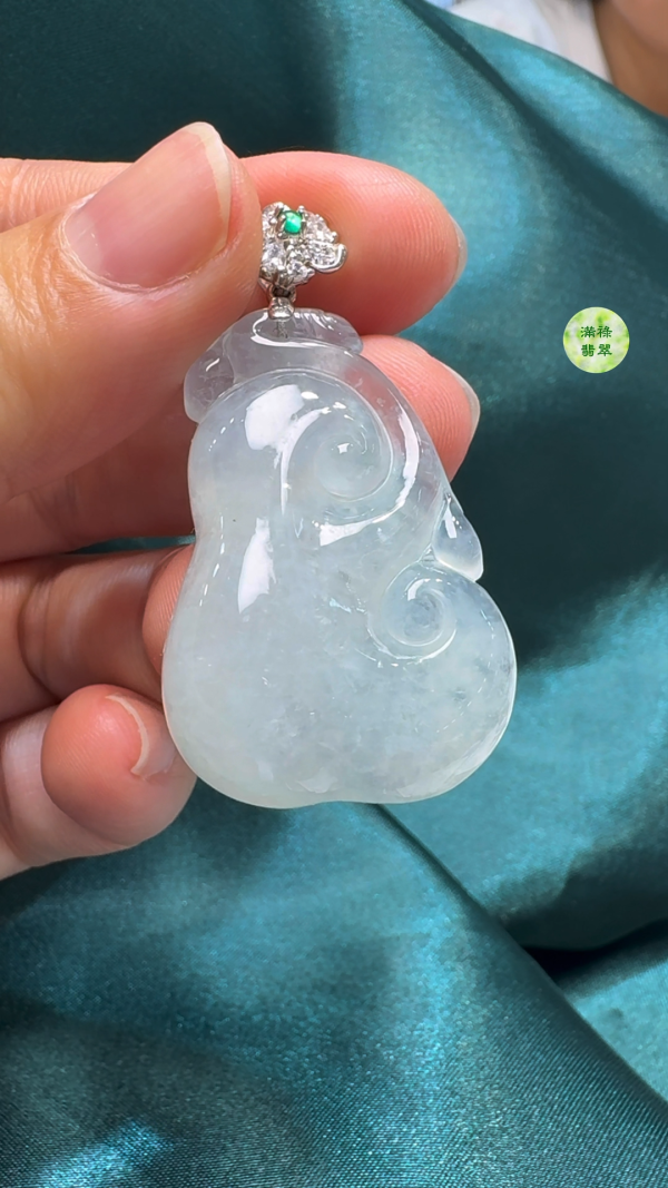 翡翠A貨玉器如意吊墜 37-25-8.3mm - Image 2