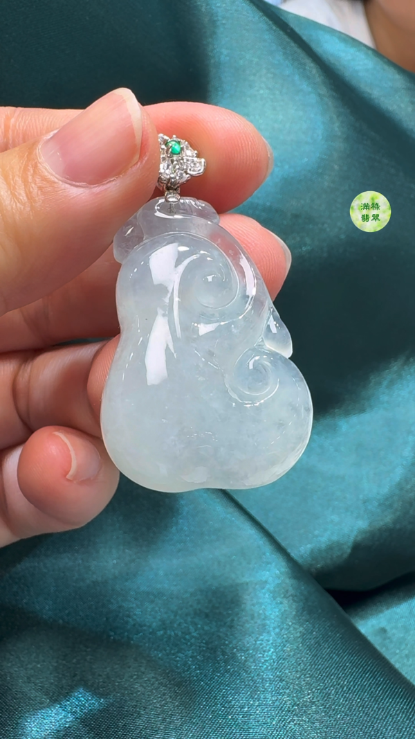 翡翠A貨玉器如意吊墜 37-25-8.3mm - Image 6