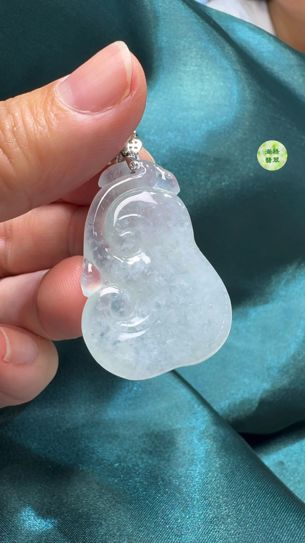 翡翠A貨玉器如意吊墜 37-25-8.3mm - Image 8
