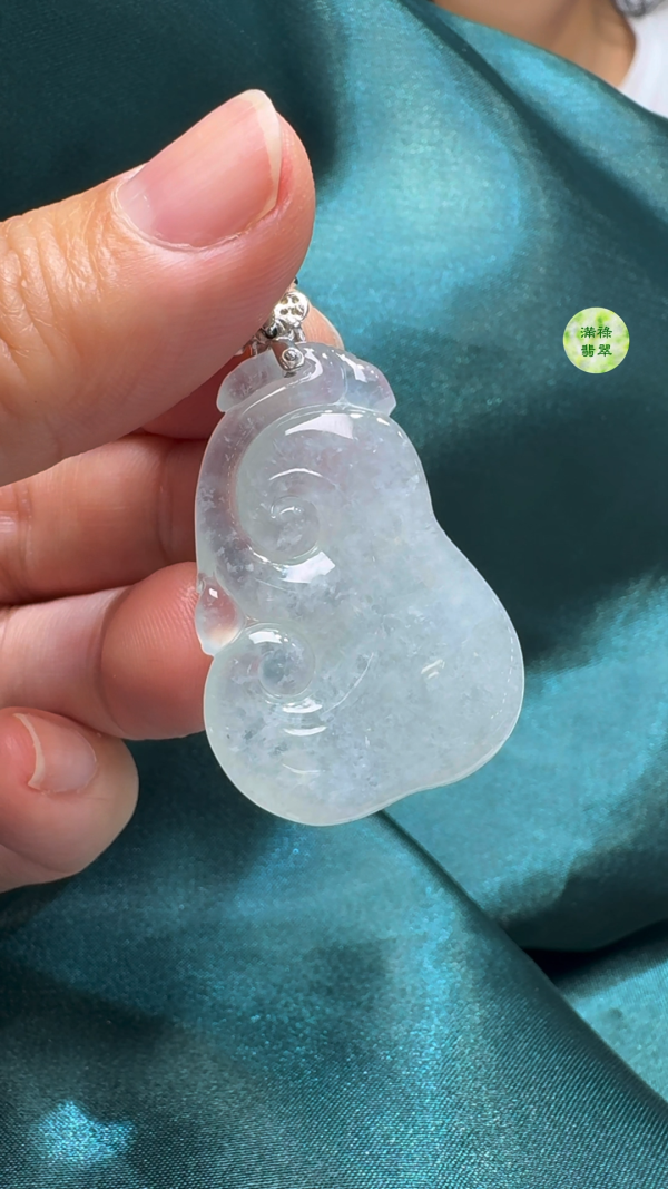 翡翠A貨玉器如意吊墜 37-25-8.3mm - Image 9