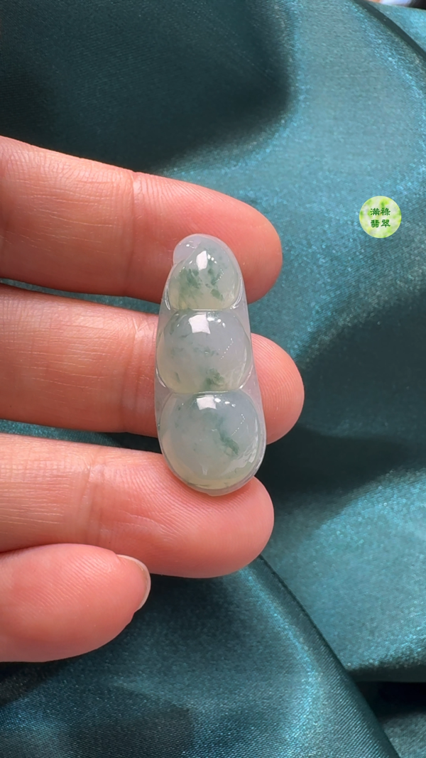 翡翠A貨玉器福豆吊墜 32-13-6mm - Image 4