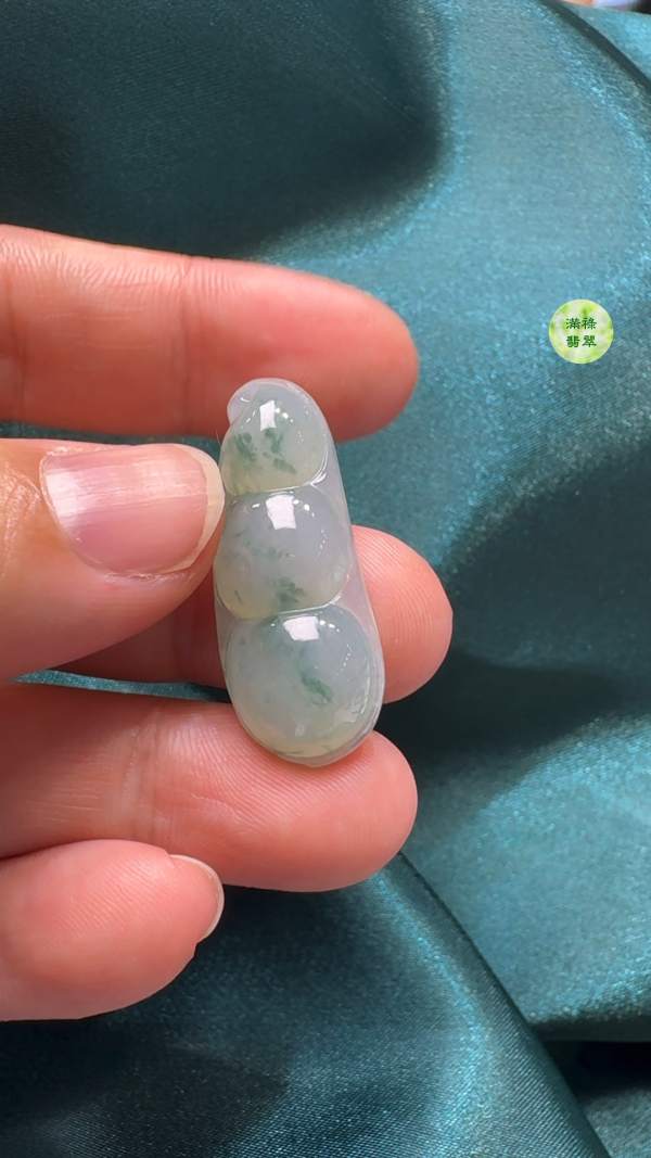 翡翠A貨玉器福豆吊墜 32-13-6mm - Image 6