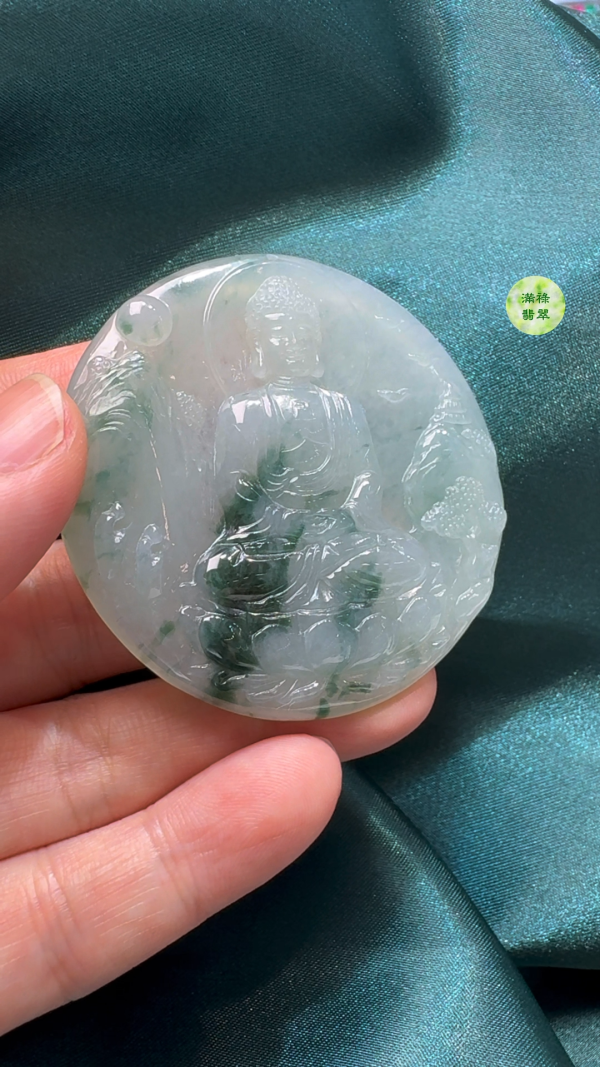 翡翠A貨玉器大日如來佛祖吊墜 55-5.8mm