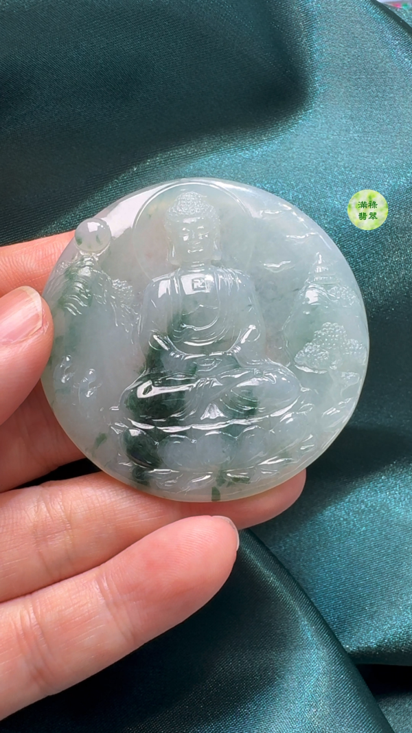 翡翠A貨玉器大日如來佛祖吊墜 55-5.8mm - Image 3