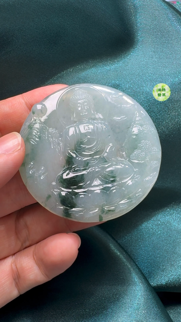 翡翠A貨玉器大日如來佛祖吊墜 55-5.8mm - Image 4